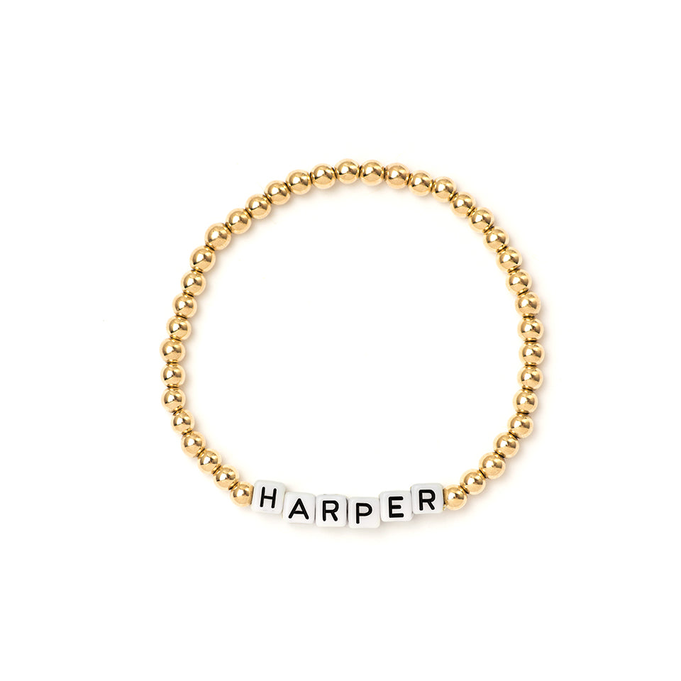 CUSTOM Alphabet Letter Beaded Gold Bracelet Also Available in 
