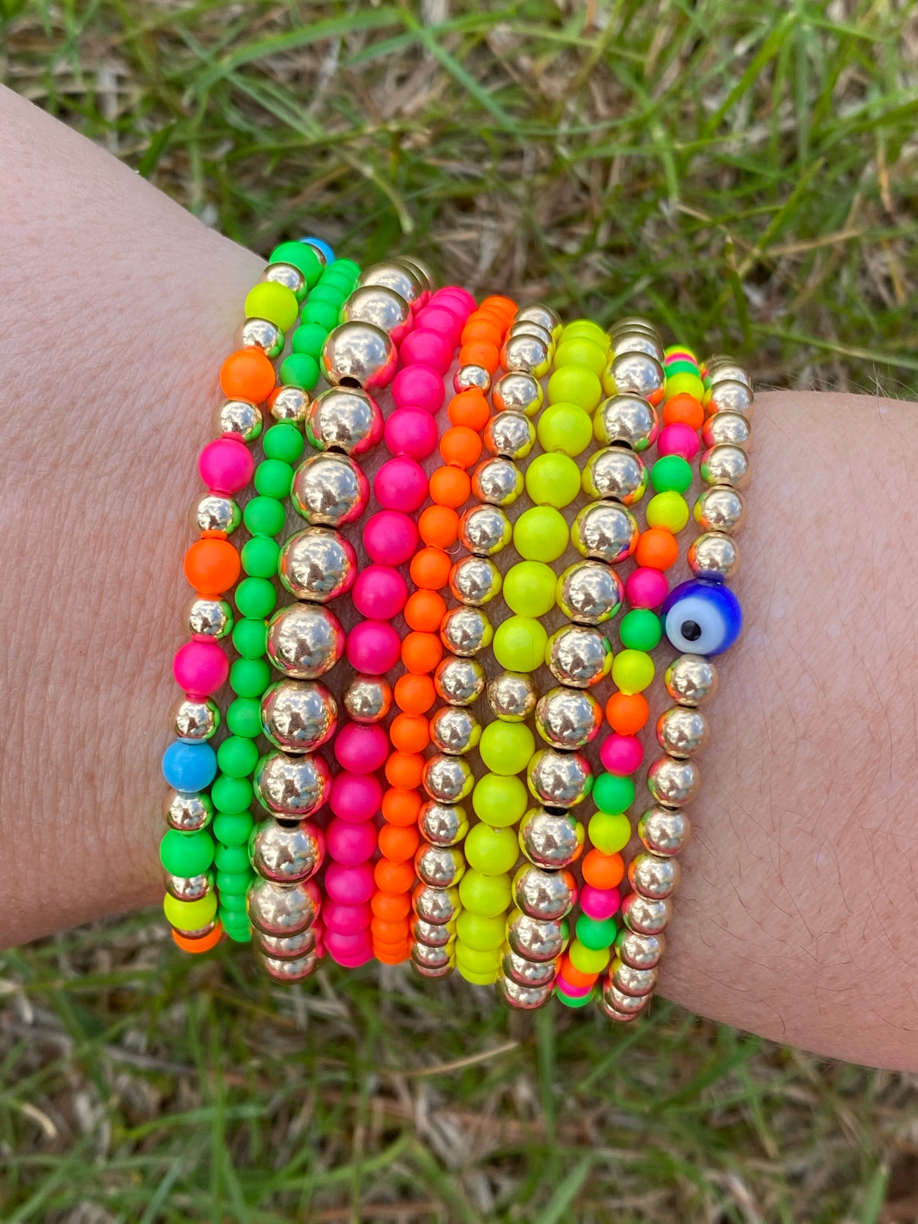 Rainbow Adult Chain Bracelet (4MM beads)